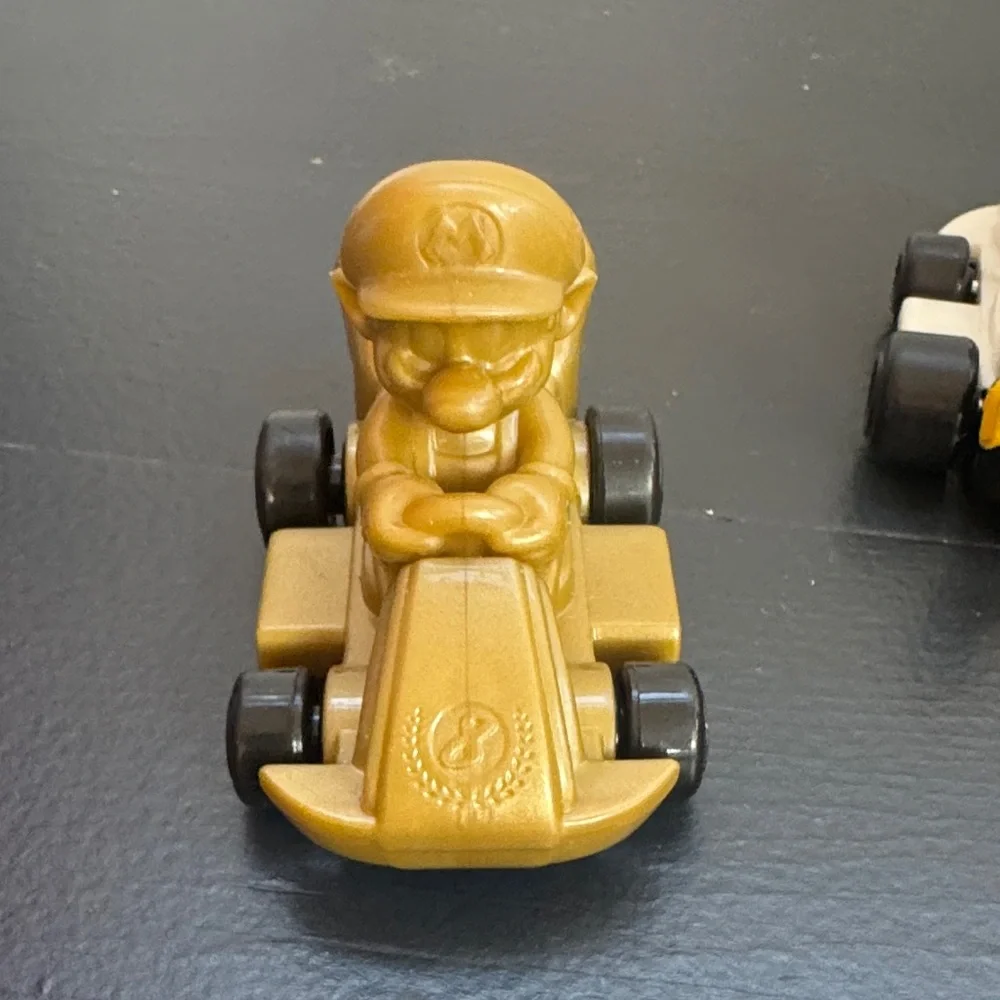 McDonalds Collectible Mario Kart 8 Car Toy Set - Gold 2024 and Toad 2022